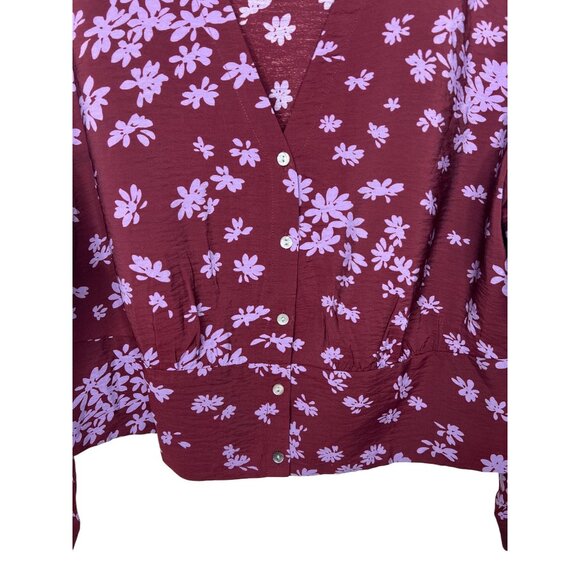 Madewell Womens Plus V-Neck Button-Front Shirt Floral Long Sleeve XXL - Picture 12 of 14